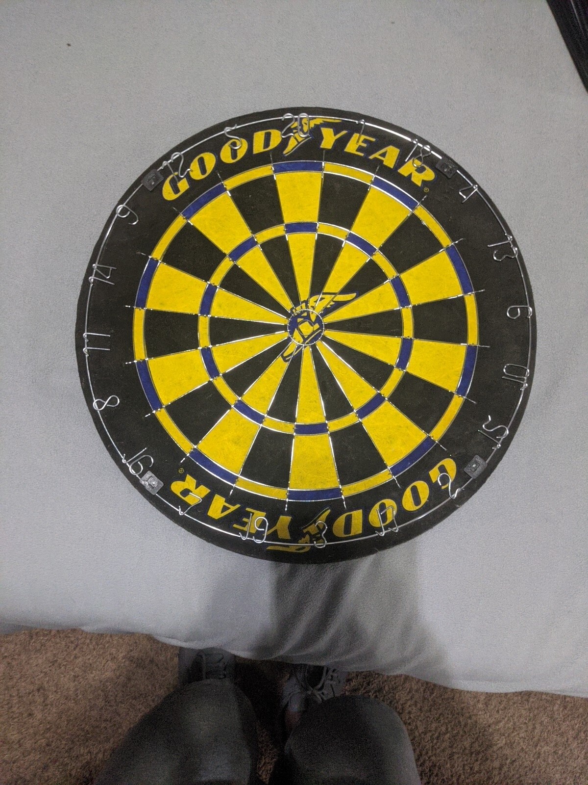 Vintage Goodyear Heavy Bristle Dartboard Tournament Sz Metal Rim 18"