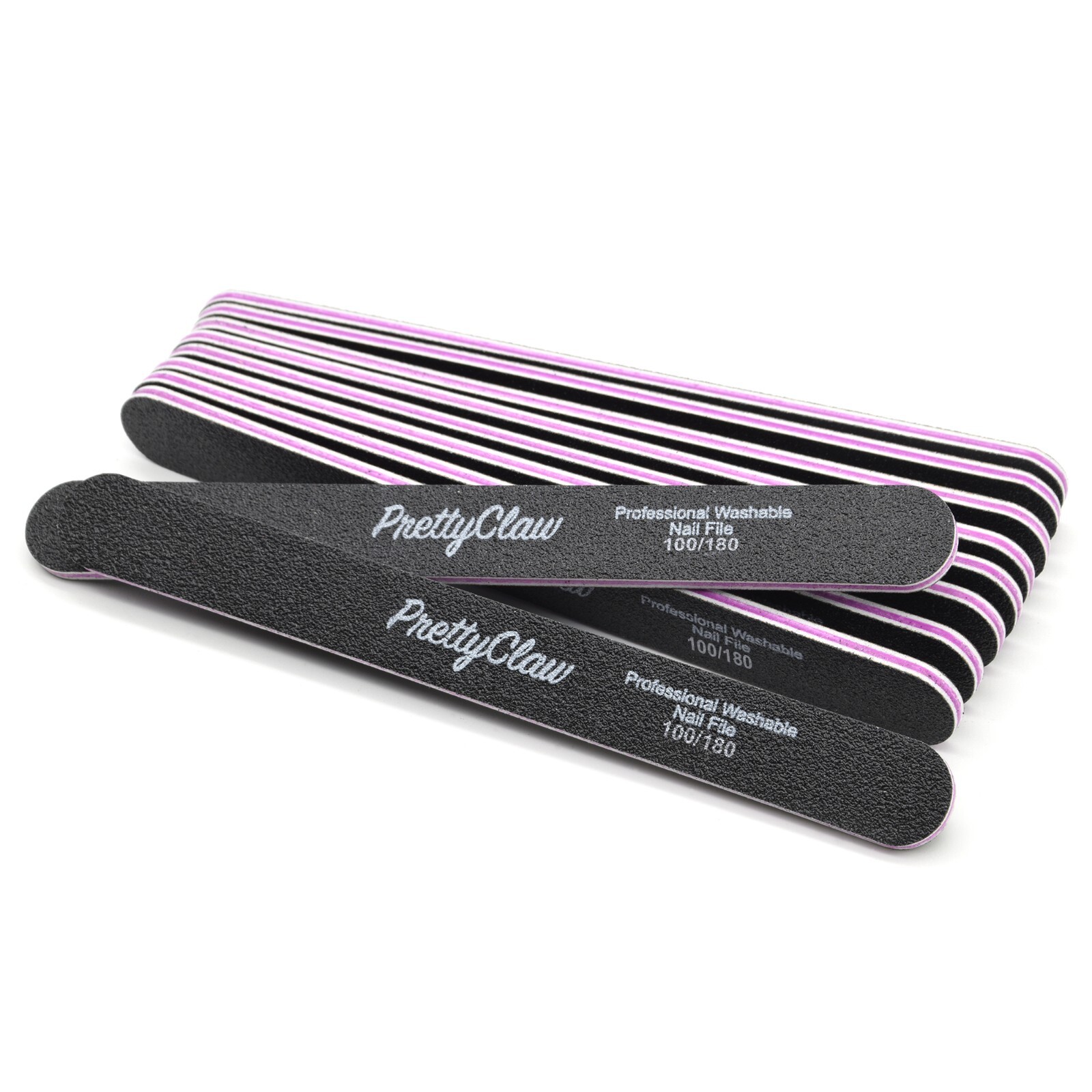 10pc Professional Nail Files Acrylic File Straight Black File 100/180 Grit
