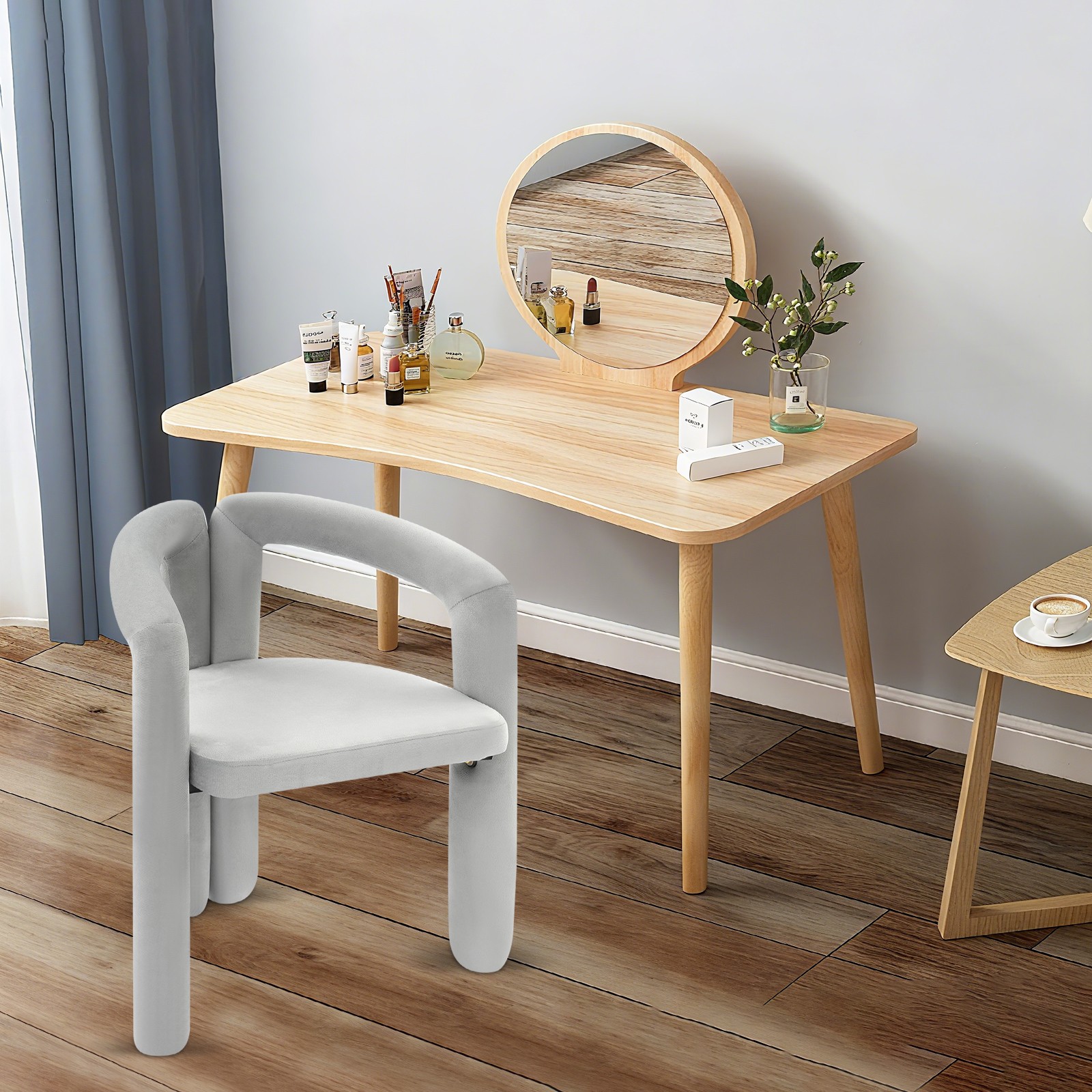Modern Style Upholstered Chair Cosmetic Chair, Gray