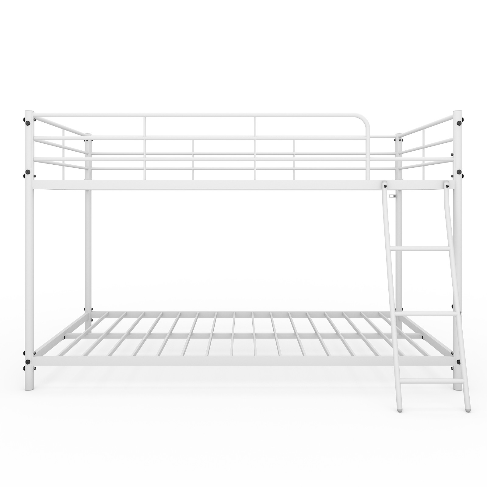 Junior Modern Metal Twin Over Twin Low Bunk Bed for Kids Metal Frame in White