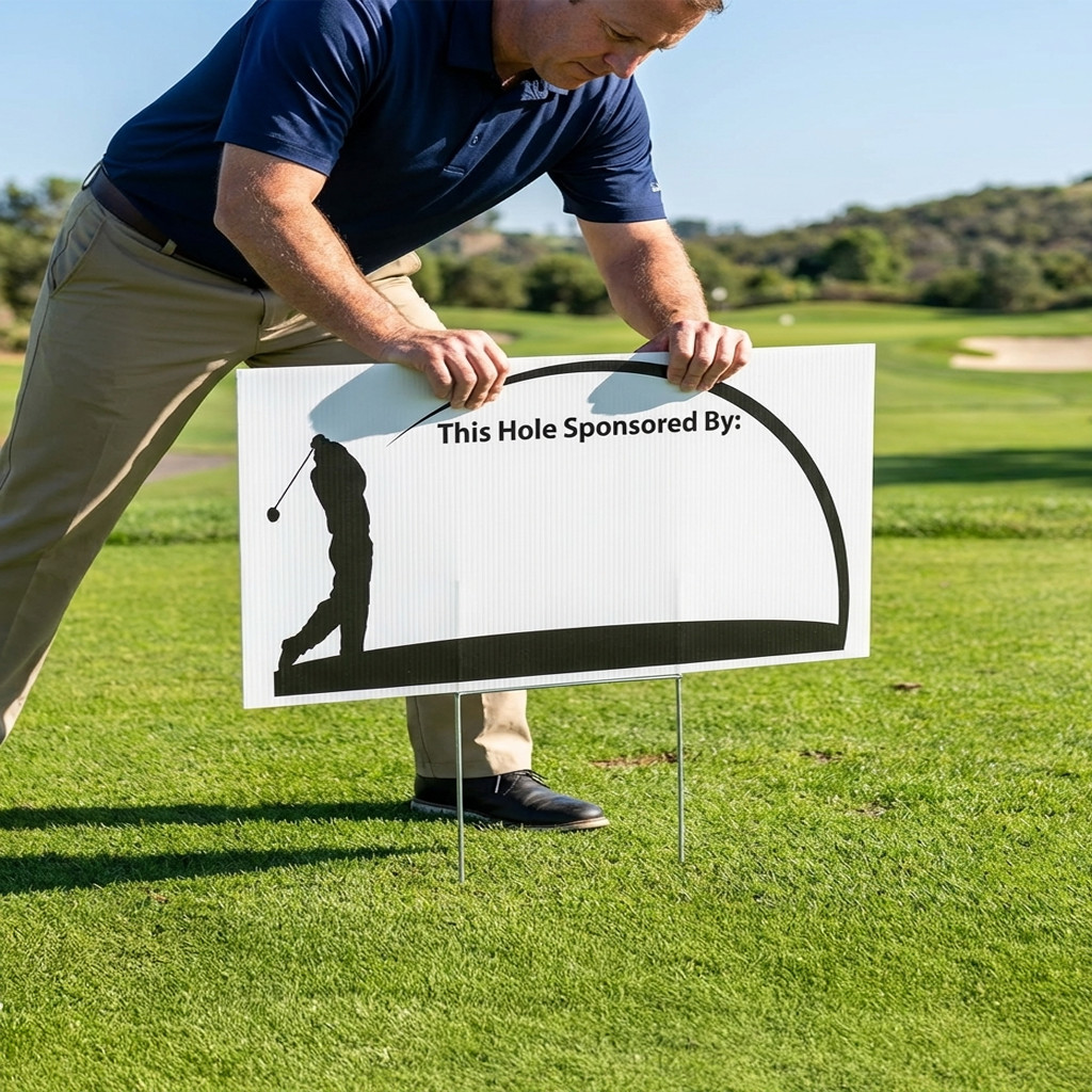 18-Pack Golf Tournament Hole Sponsor Yard Signs 12x24 w Stakes Tee Box Event
