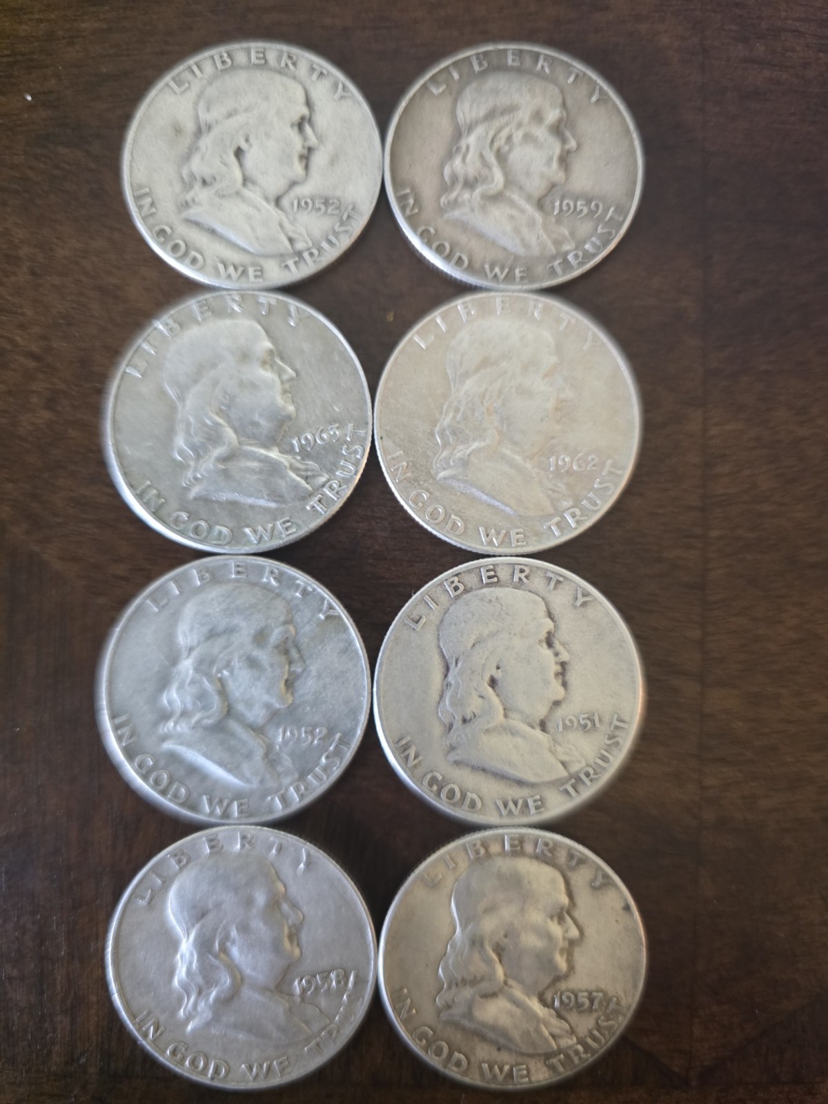 (8) Ben Franklin half dollars us coins silver