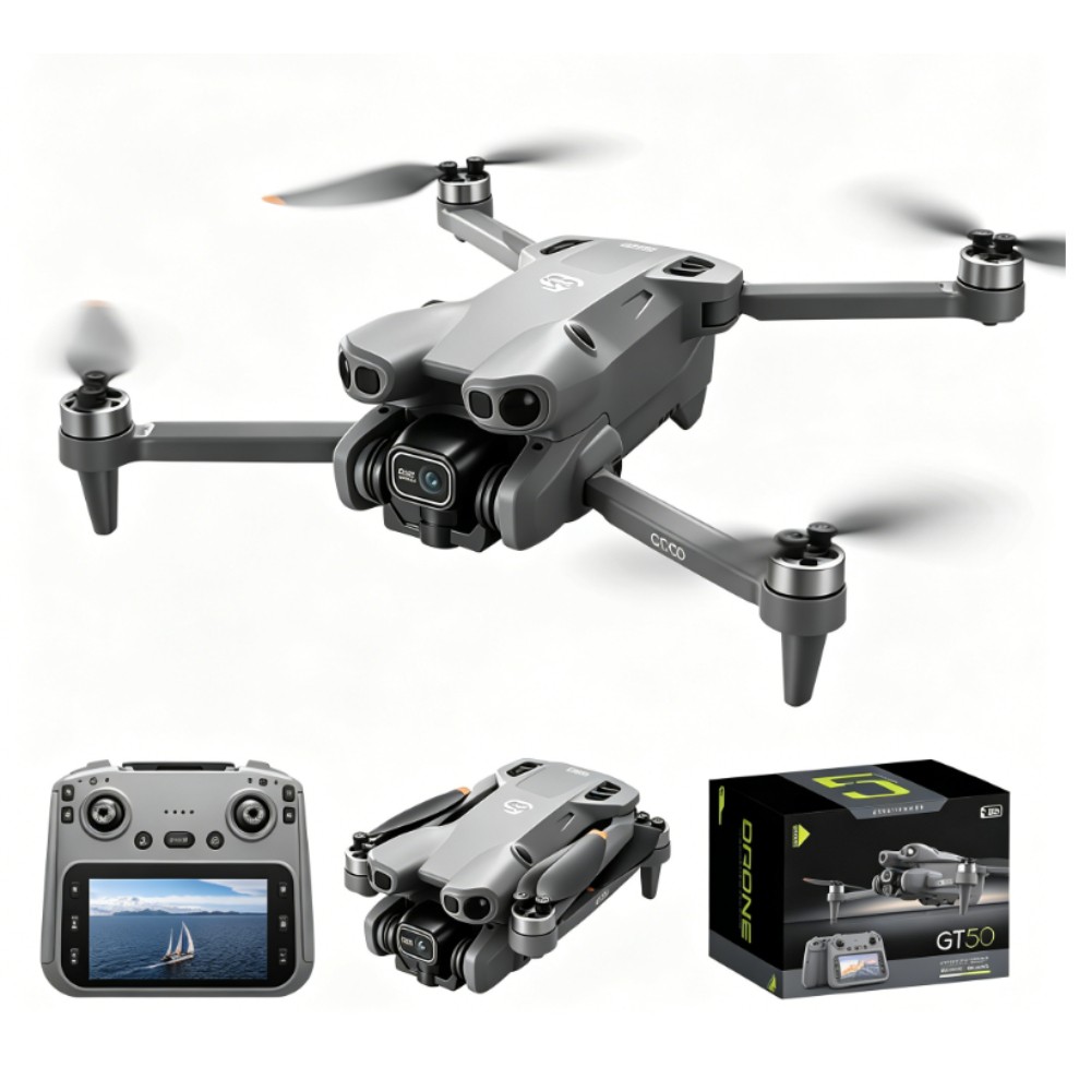 6K FPV Drone GT50 Foldable,Twin Cam,Large Screen Handset,Two Battery Packs