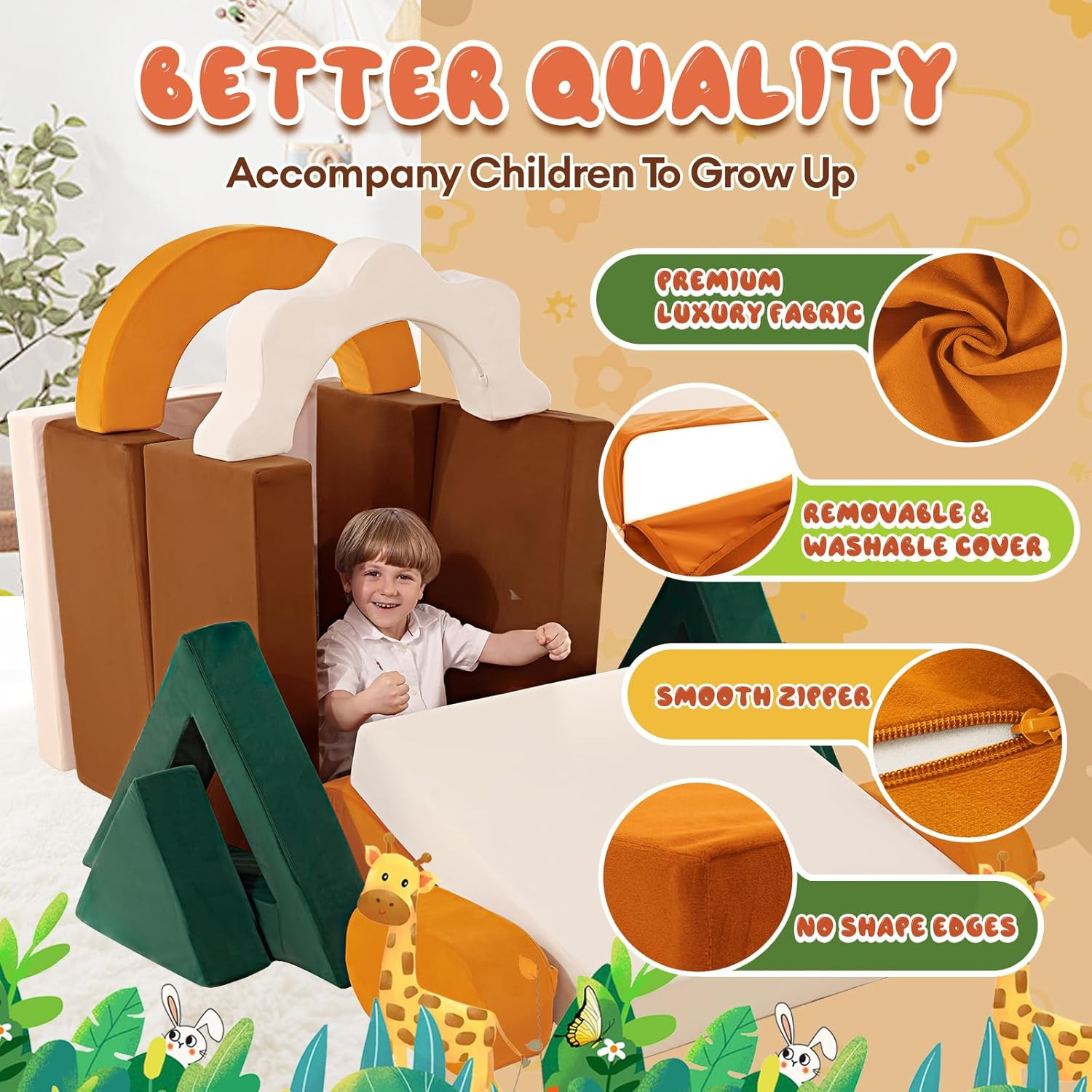 Jungle Theme 18PCS Modular Kids Play Couch - Fun Convertible Sofa for Playtime