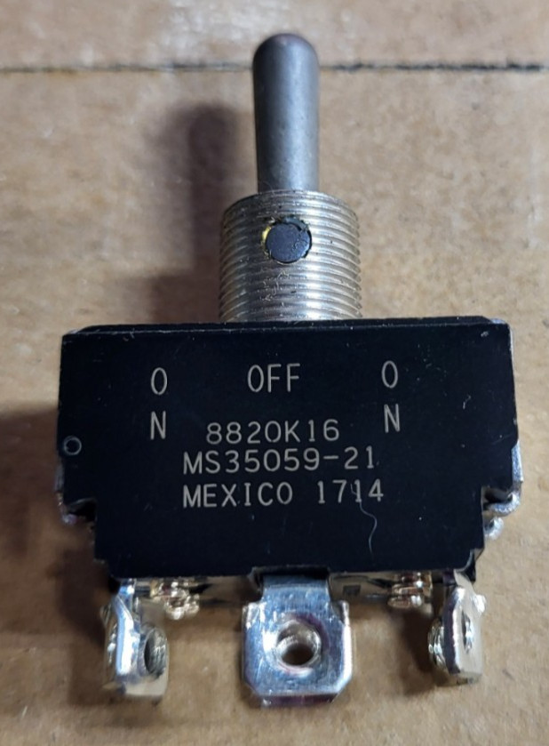 EATON 8820K16 SWITCH, TOGGLE, DPDT, 20A, 115V On-Off-On  ( NO HARDWARE )