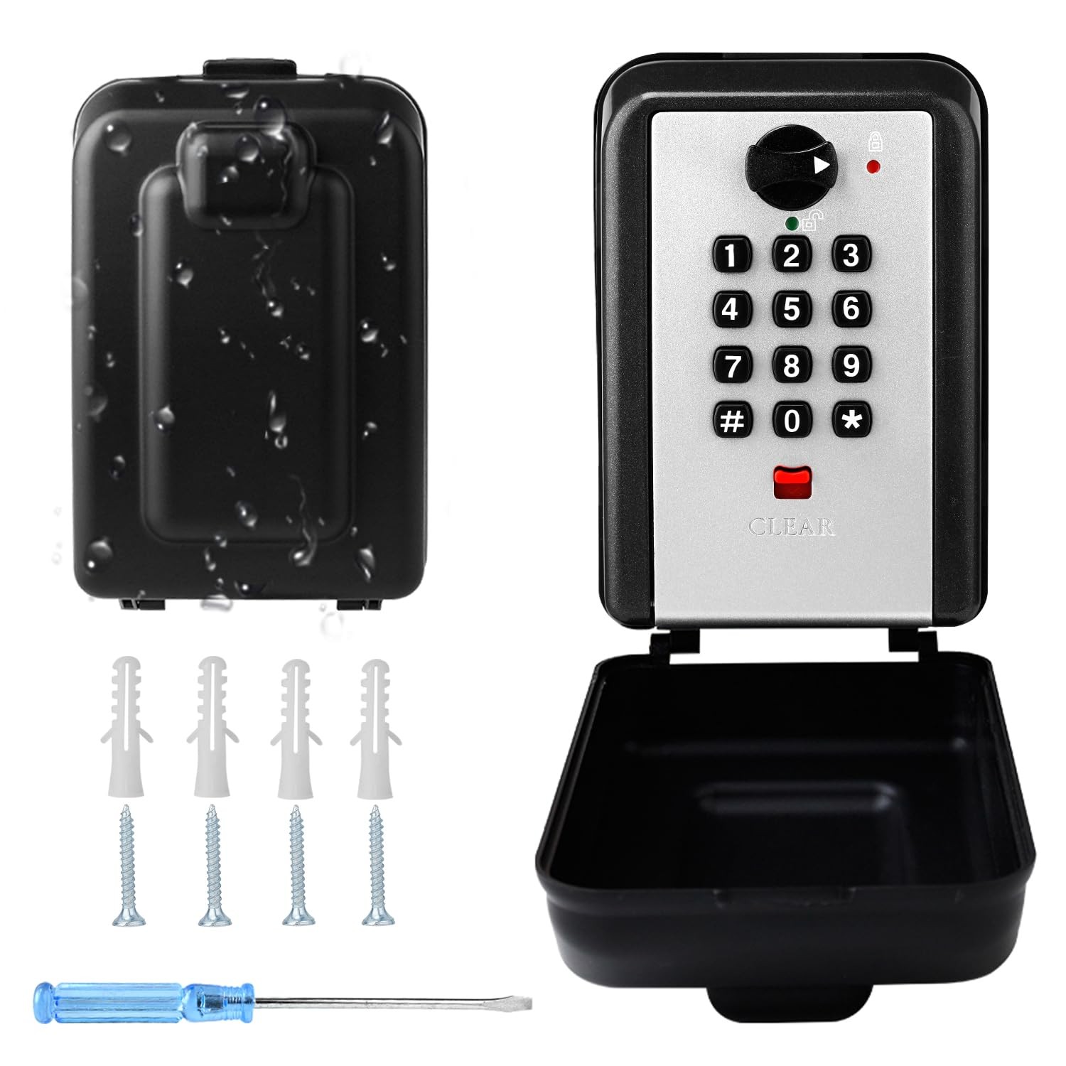 Key Lock Box 12Digit Code Weatherproof Wall Mount Fits 3.58x2.24x5.28 In