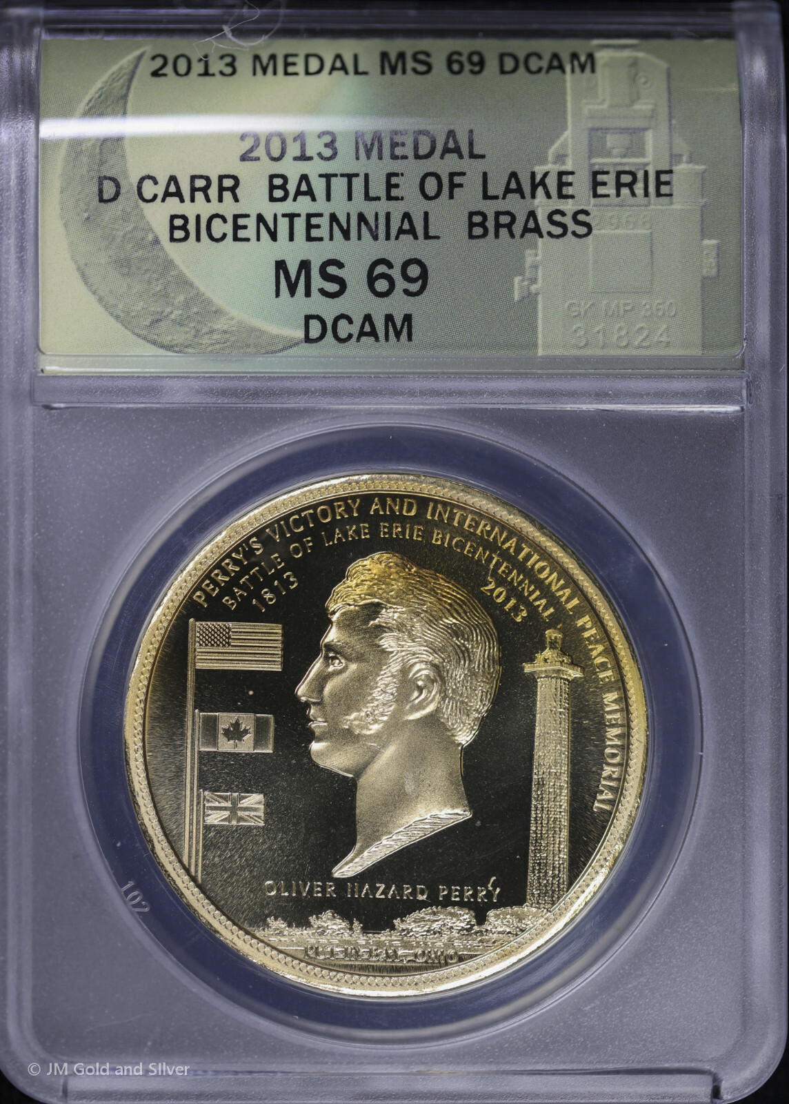 2013 Brass Medal Battle of Lake Erie Bicentennial ANACS MS 69 DCAM | Dan Carr
