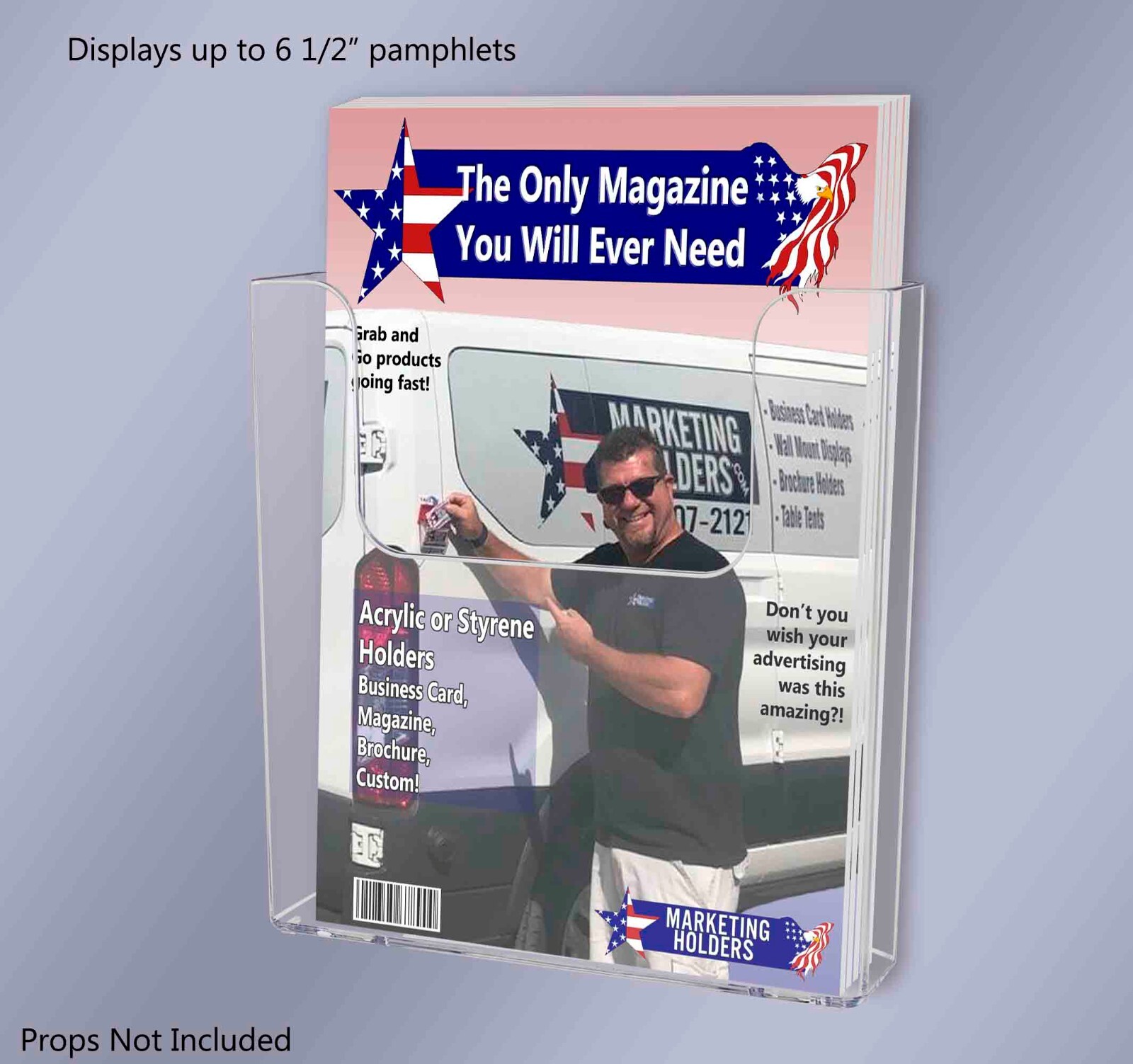 Suction Cup 6.5"W Bifold Brochure Booklet Holder Window Display
