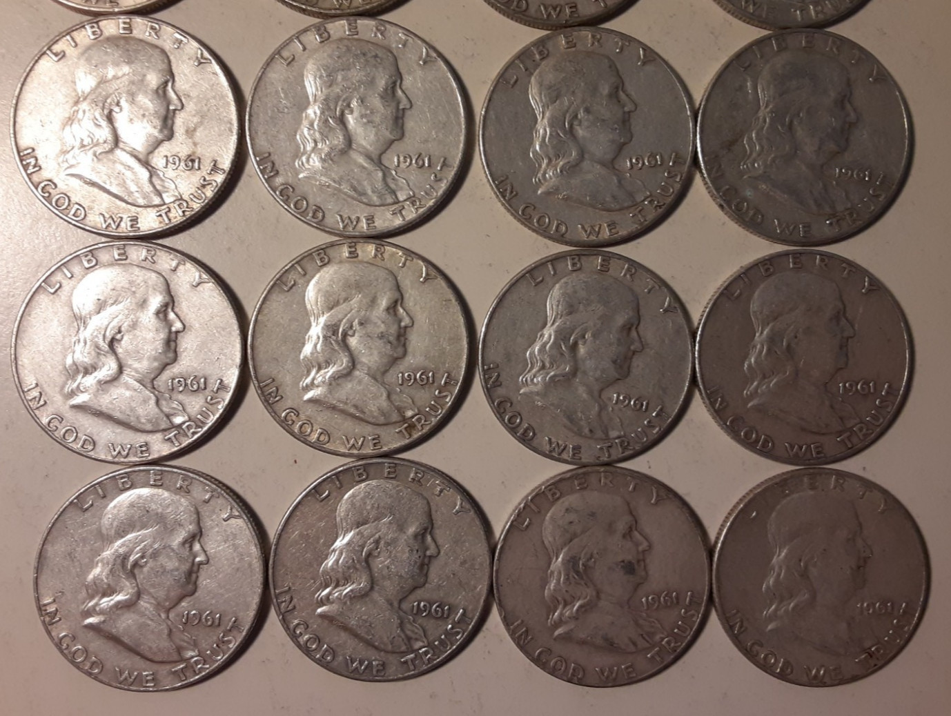 1961-D $10 Face Value 90% Silver Franklin Half Dollars various grades (#11-RDF)