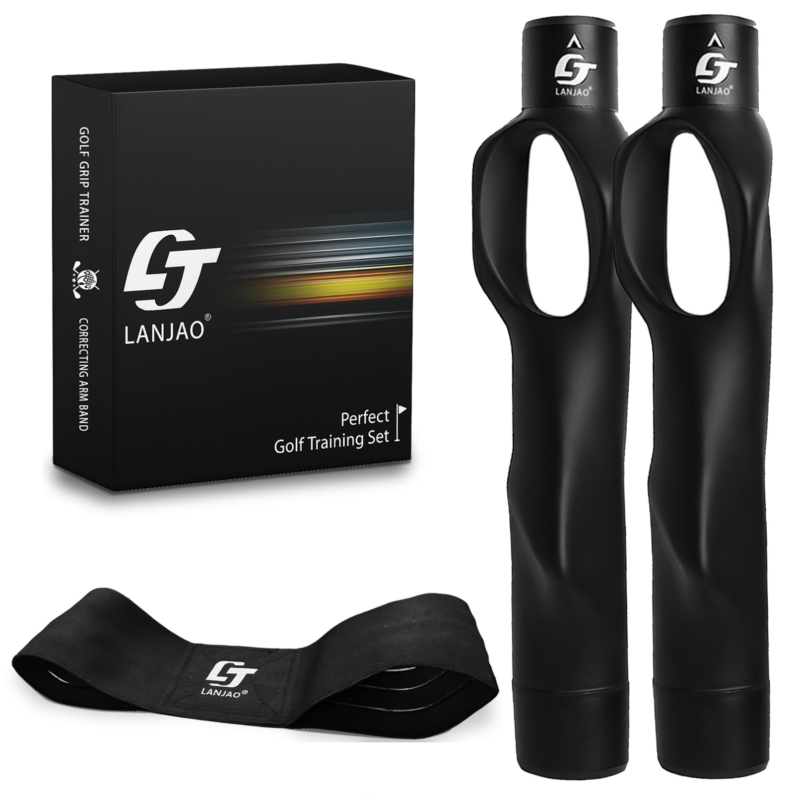 Golf Grip Trainer 2 Pack with Swing Correcting Arm Band, Golf Training Aid, G...