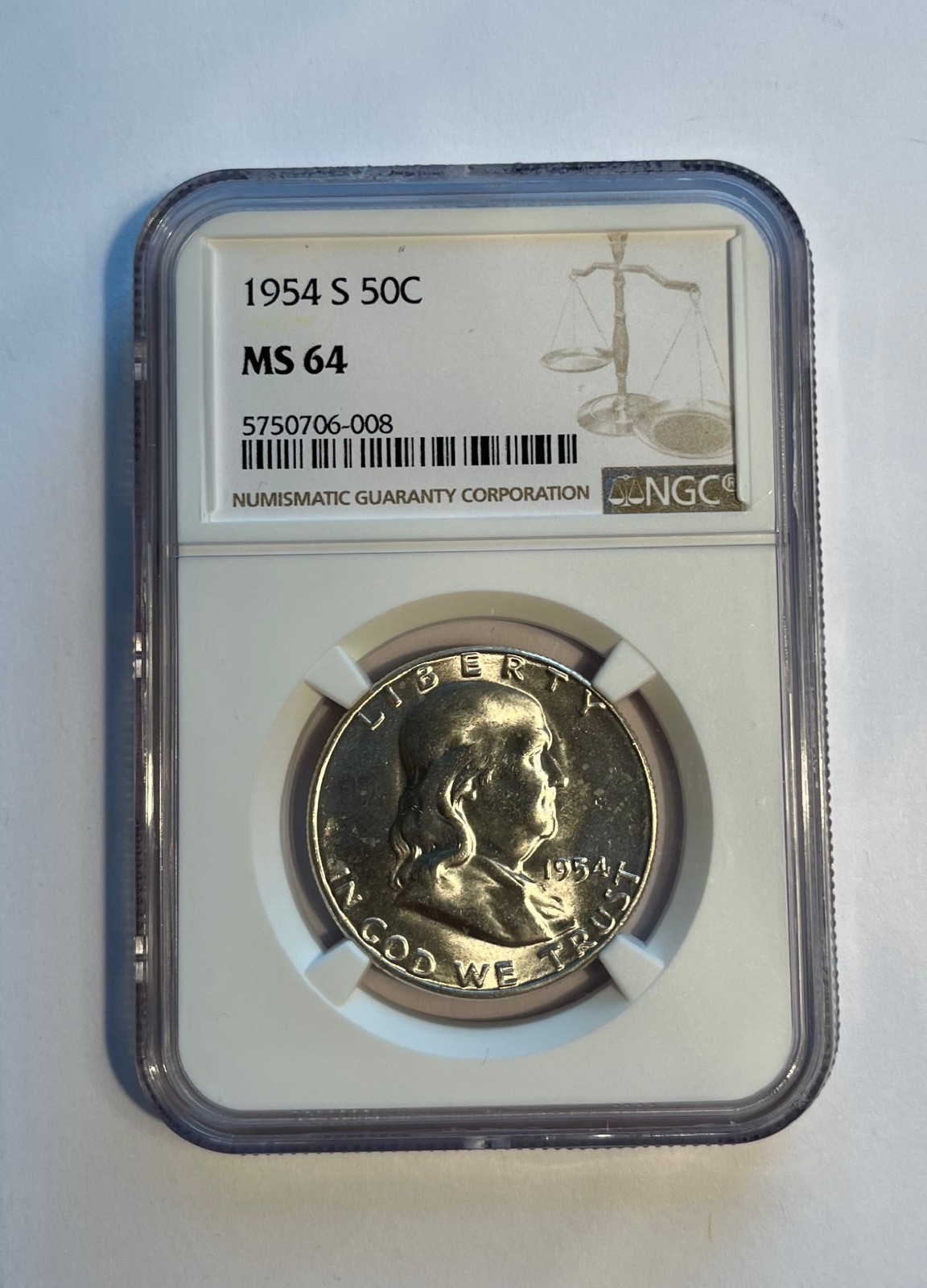 1954 S MS 64 Franklin Half Dollar