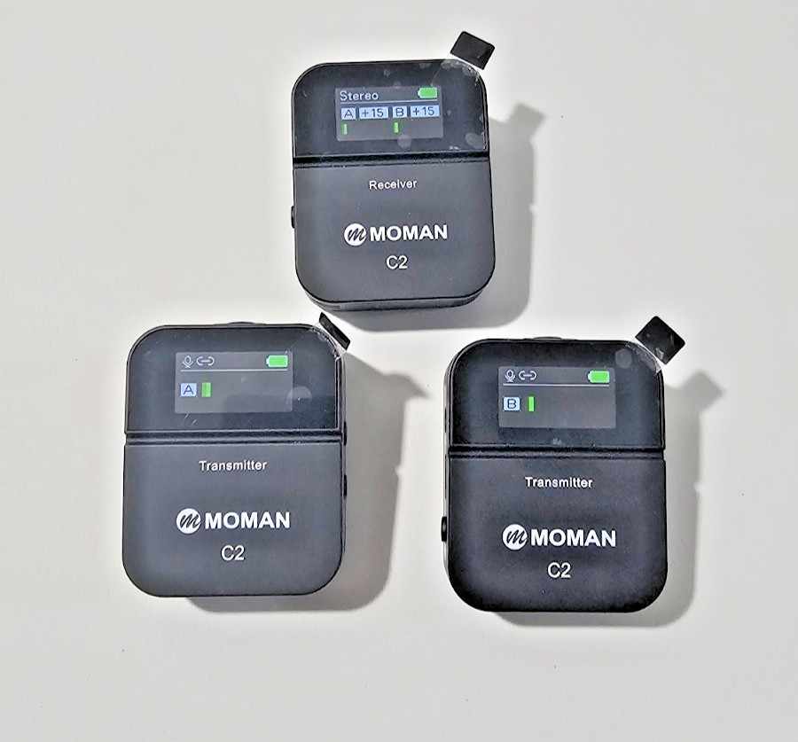 Moman C2X Wireless Lavalier Microphone System Dual 2-TX 1-RX - Open Box / NEW