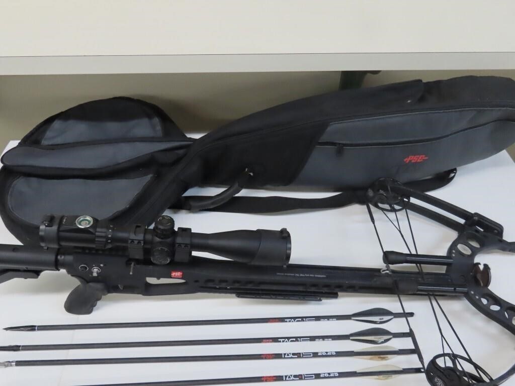 PSE TAC 15 Crossbow Full Package Original Scope Soft Case 4 Arrows - READ