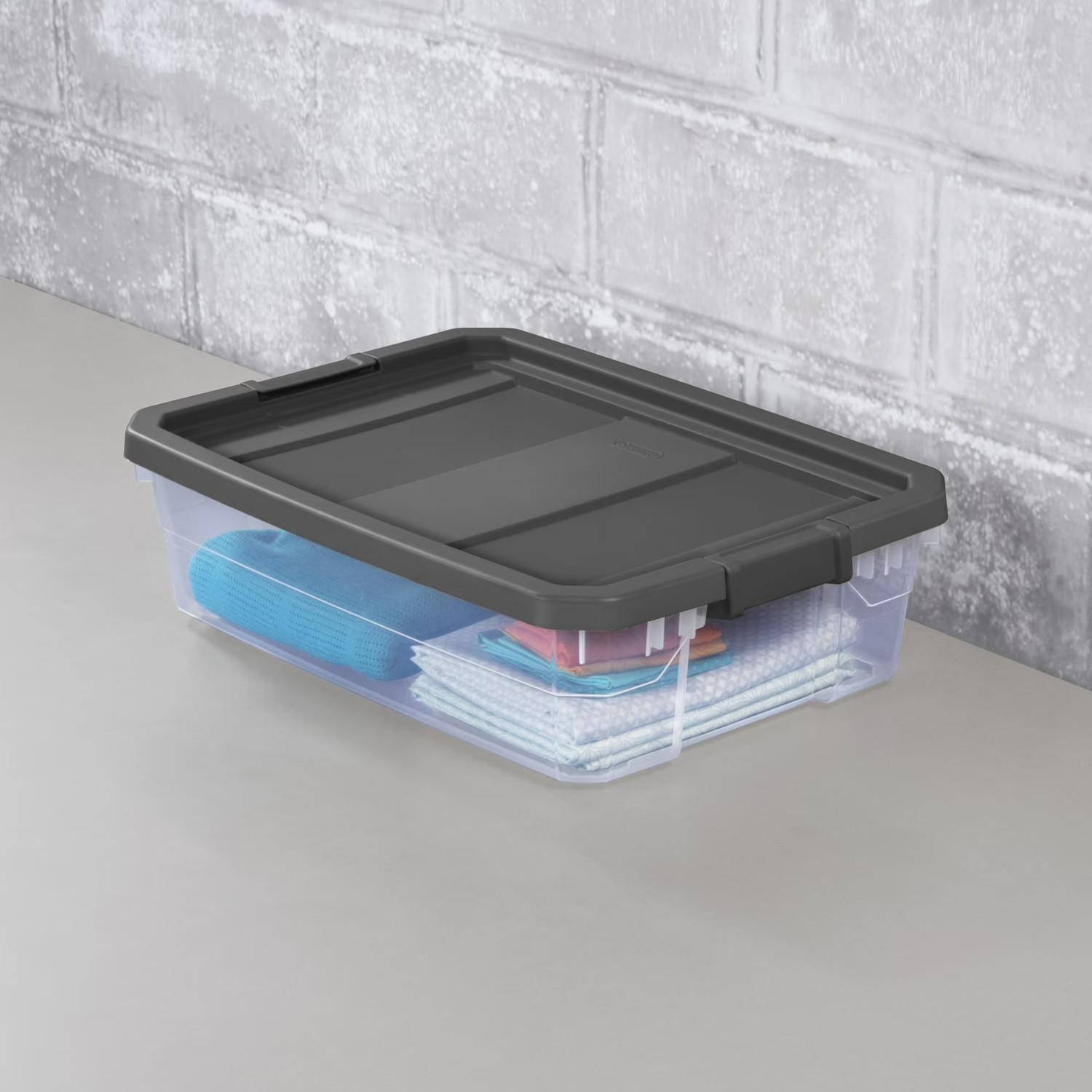 4 Pack Sterilite 40 Qt Clear Stackable Storage Bin With Latch Lid Gray