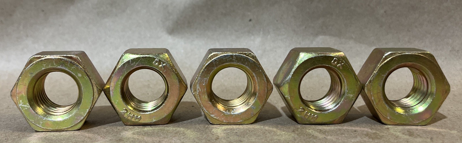 Lot of 5 - Hex Nut 3/4” 10 TPI GR 2HM Yellow Zinc