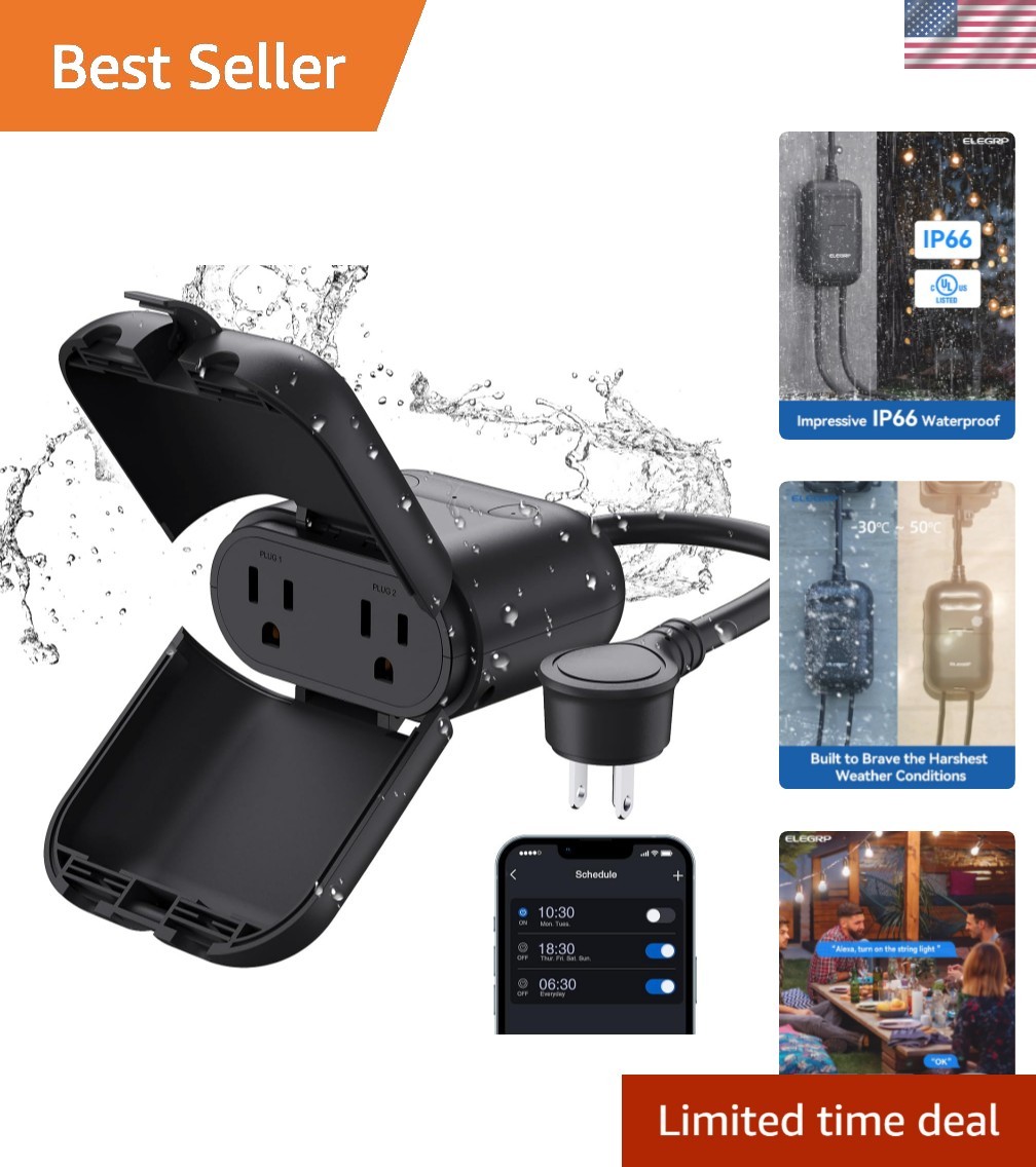 Waterproof Smart Outdoor Plug with 2 Socket Control for Maximum Convenience