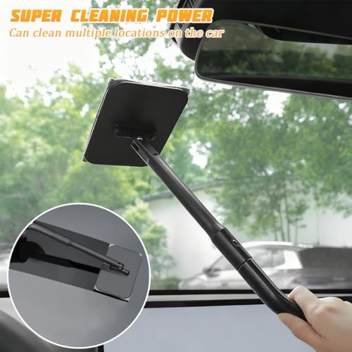 Car Windshield Cleaning Tool, Vehicle Window Cleaner with Extendable 4 Pads