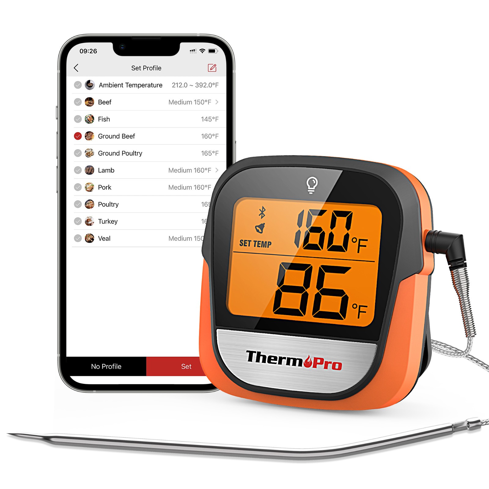TempPro TP901 Wireless Bluetooth Meat Thermometer 450FT Smart App BBQ Grill
