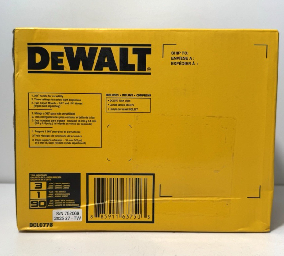 DEWALT DCL077B 12v/20v Max Li-Ion Cordless Compact Task Light Tool Only