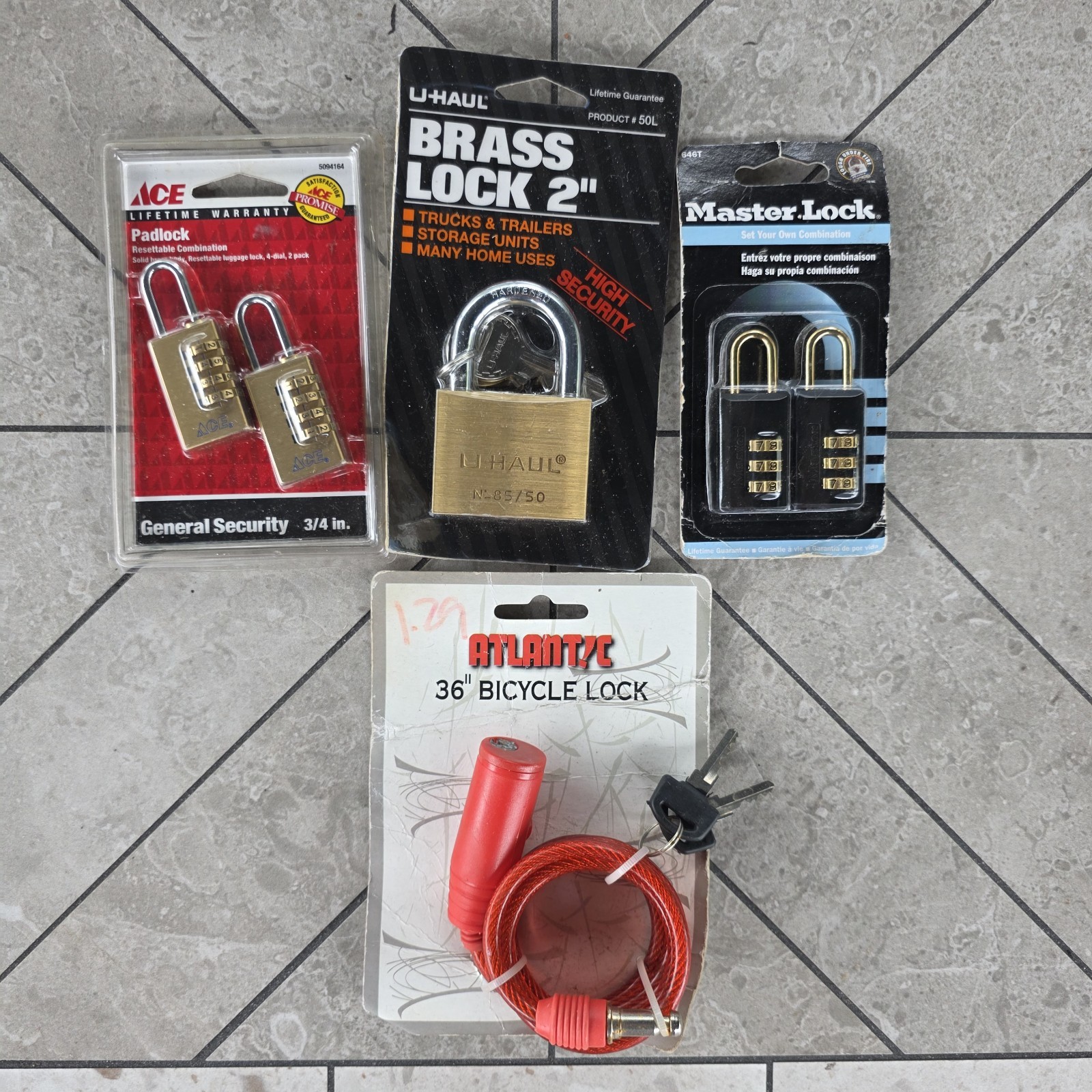 Sealed Lock Lot Master Lock ACE U-Haul Bicycle Lock Combo Padlocks