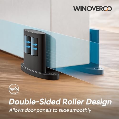 Pack Sliding Barn Door Bottom Floor Guide,Double-Sided Roller 4 Black