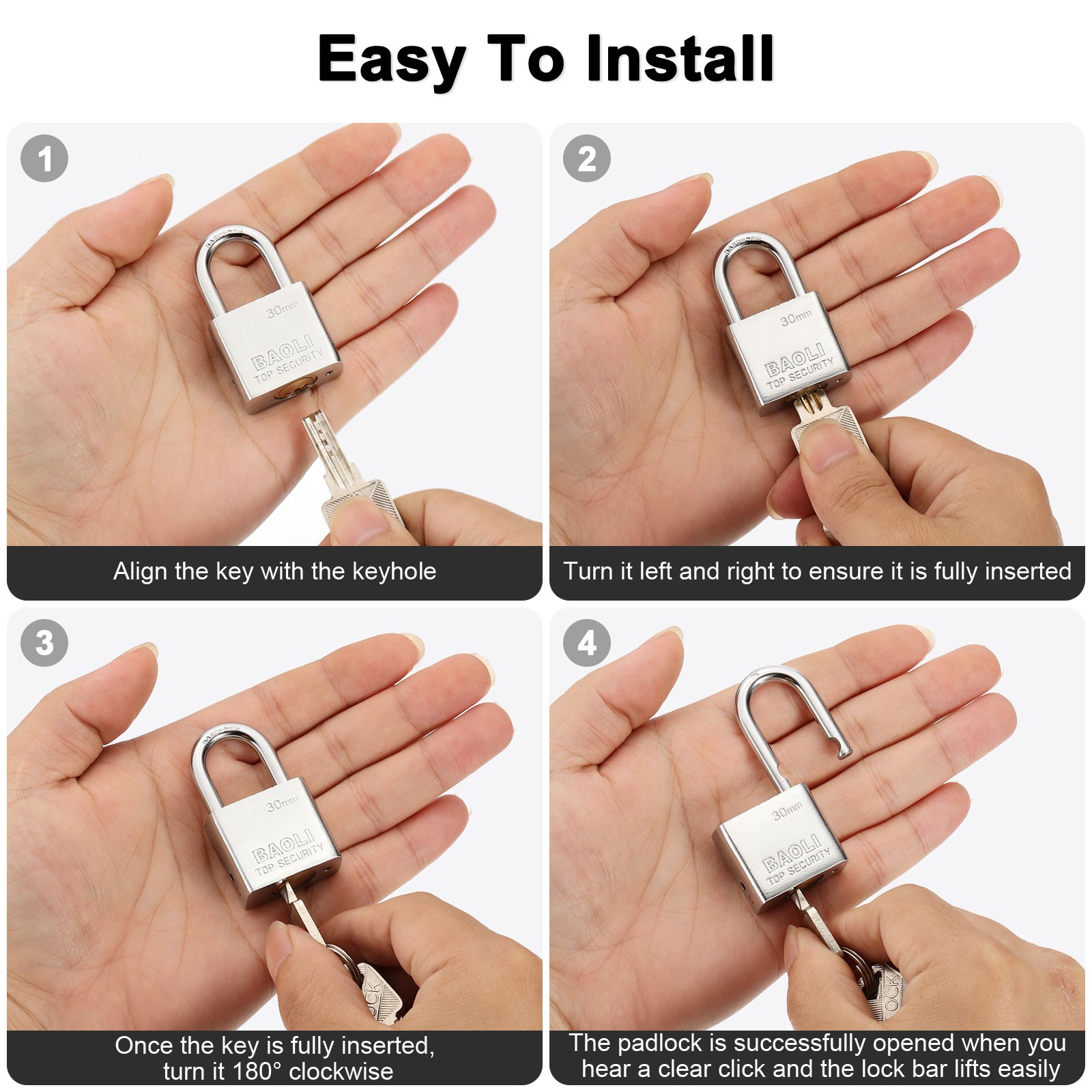 40 x 20 x 90mm Heavy Duty Lock Alloy Steel High Security Padlock with 4 Keys