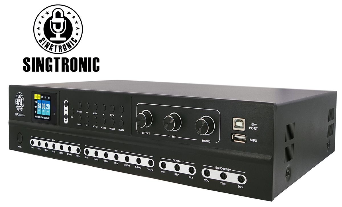 Singtronic Digital 3000W Karaoke Sound Processor Mixer Amplifier Anti-Feedback