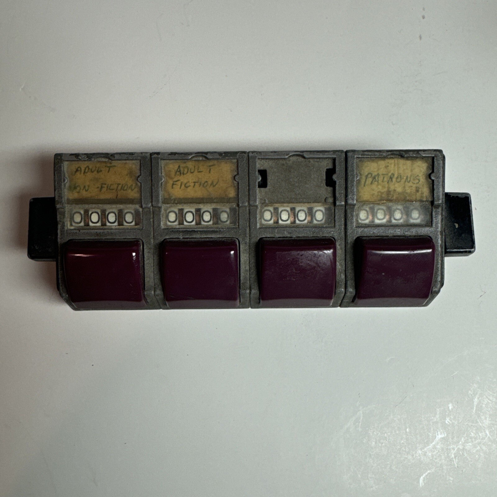 VINTAGE VEEDER ROOT MANUAL TALLY COUNTER 4 DIGITS 4 CONNECTED WORKS!