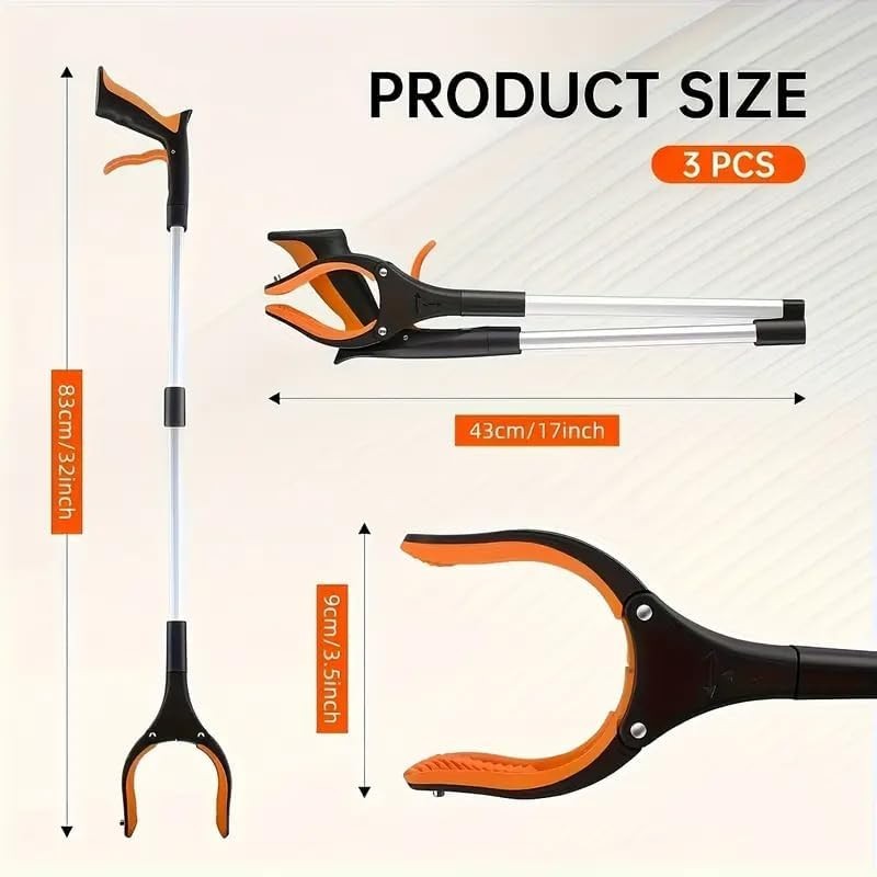 Folding Reach Grabber Tool 360° rotating jaws and a magnetic tip Lightweight 2Pc