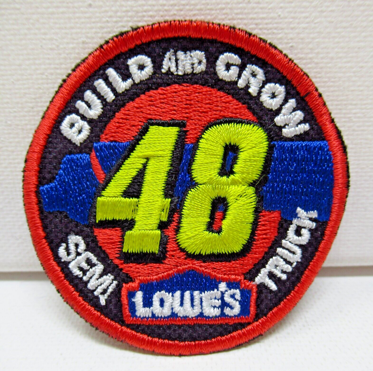 Lowes Build and Grow Patch Semi Truck Number 48 Merit Badge Advertising Sew On