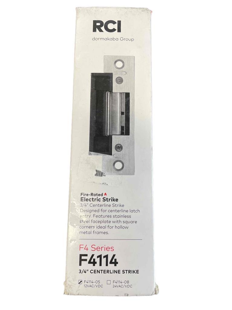 NEW RCI F4114-05 X 32D Electric Strike 3/4" Centerline Stainless Steel 12VAC/VDC