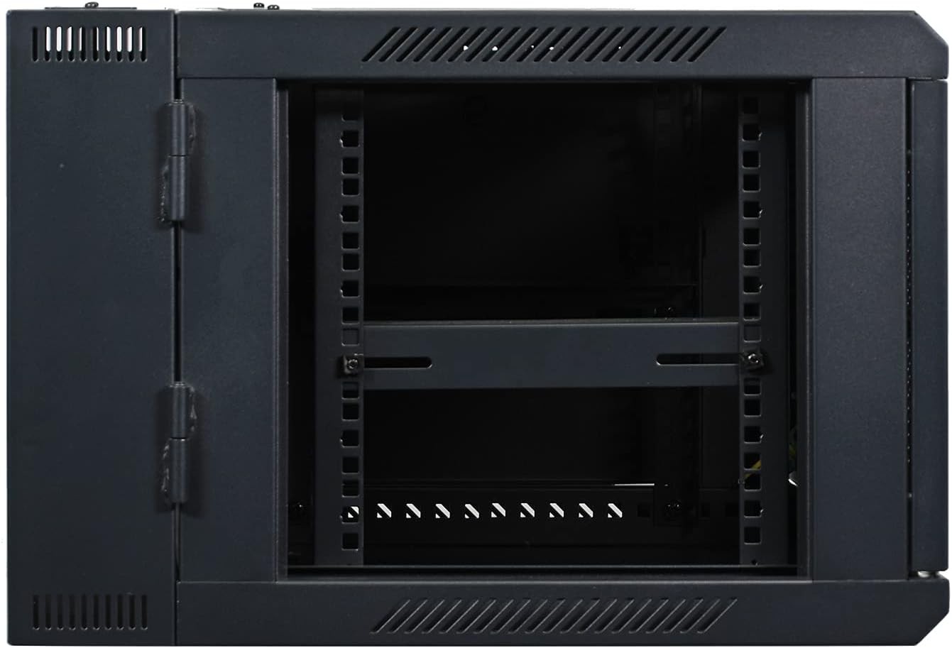 6U Professional Wall Mount IT Cabinet Enclosure Double Section Hinged Swing Out