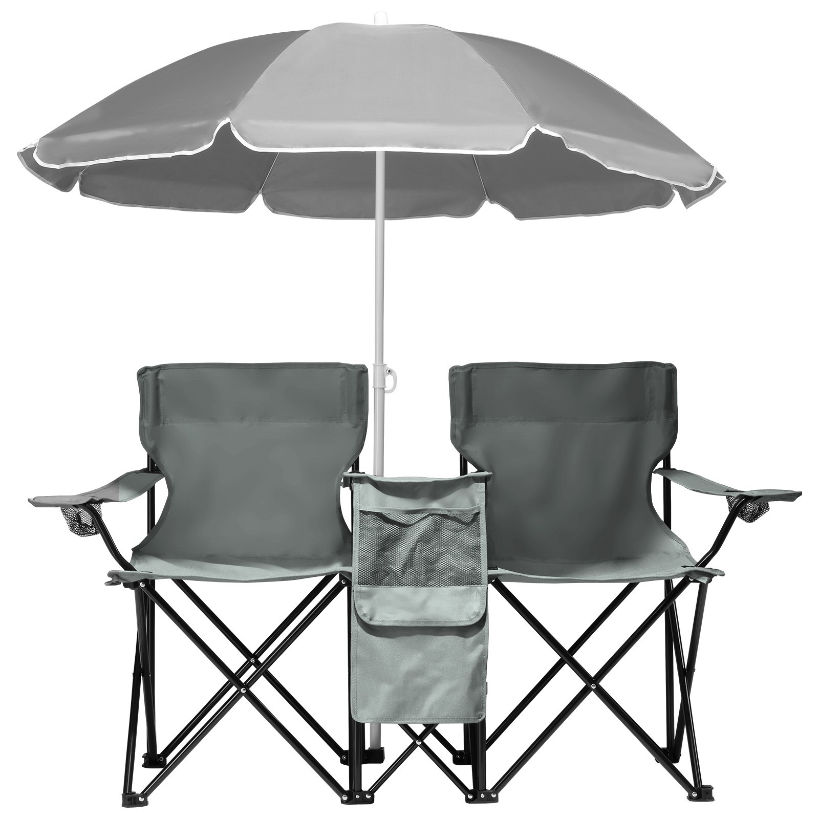 ❄️FREE SHIPPING!❄️2 Foldable Outdoor Chairs & Umbrellas 4 Camping or Tailgating!
