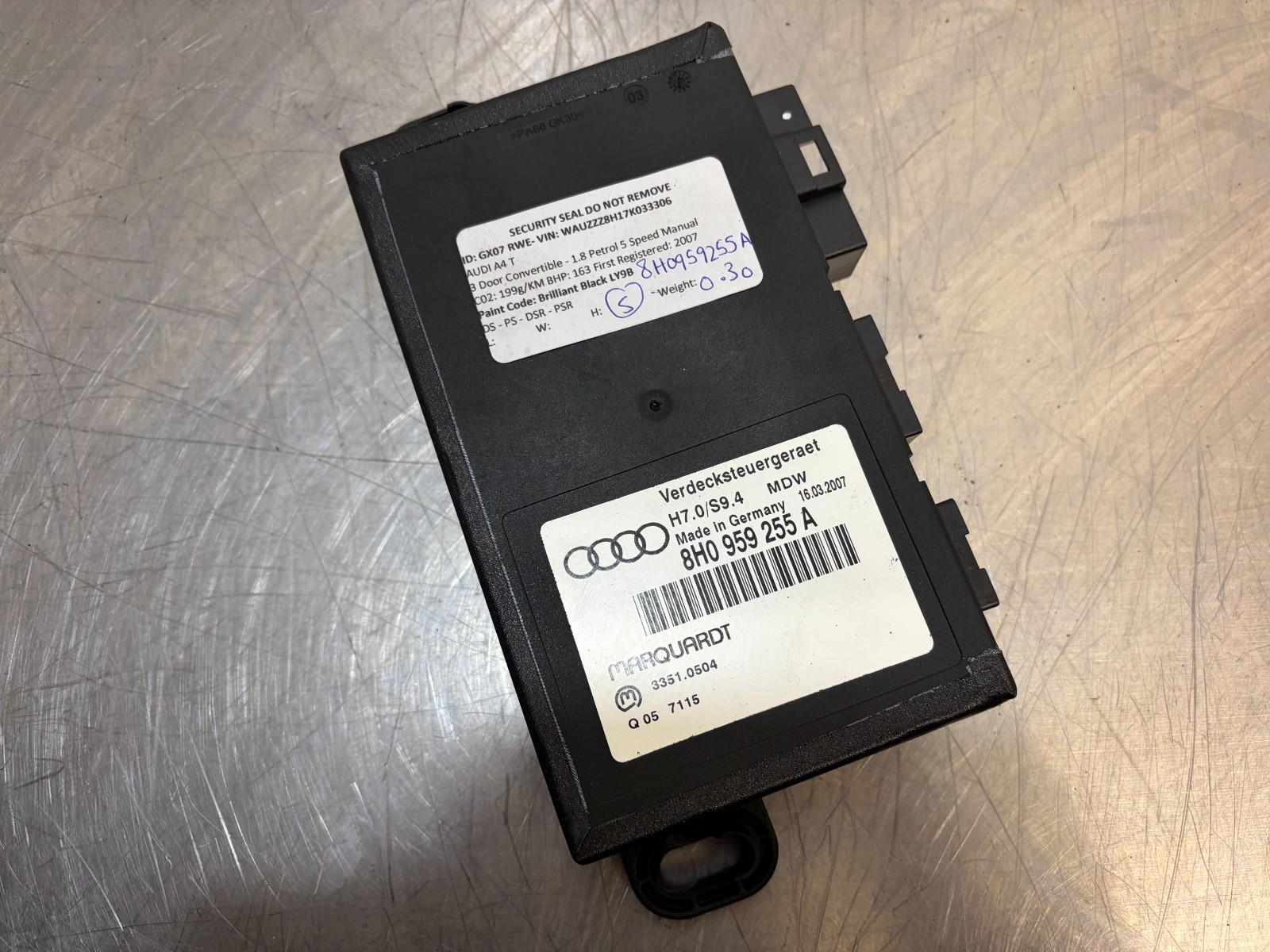 Audi A4 B7 Cabrio Folding Top Roof ECU Module Control Unit 8H0959255A