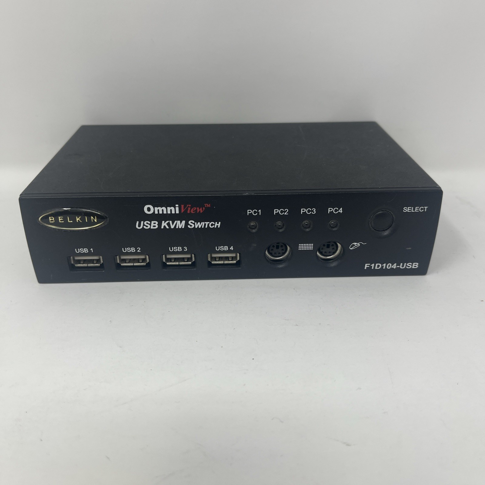 Belkin OmniView 4-Port USB KVM Switch F1D104-USB - Mac PC - Missing Power Cord.