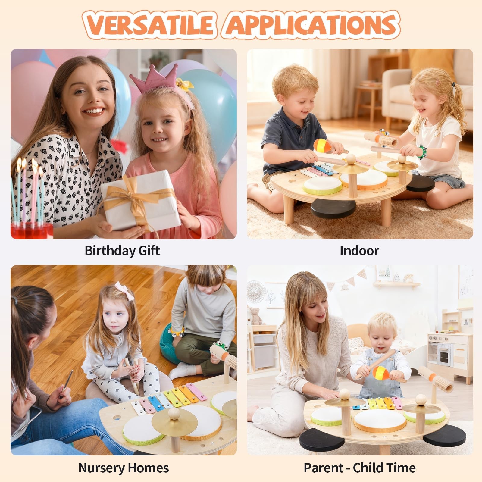 Montessori Musical Instruments for Toddlers Wooden Baby Musical Activity