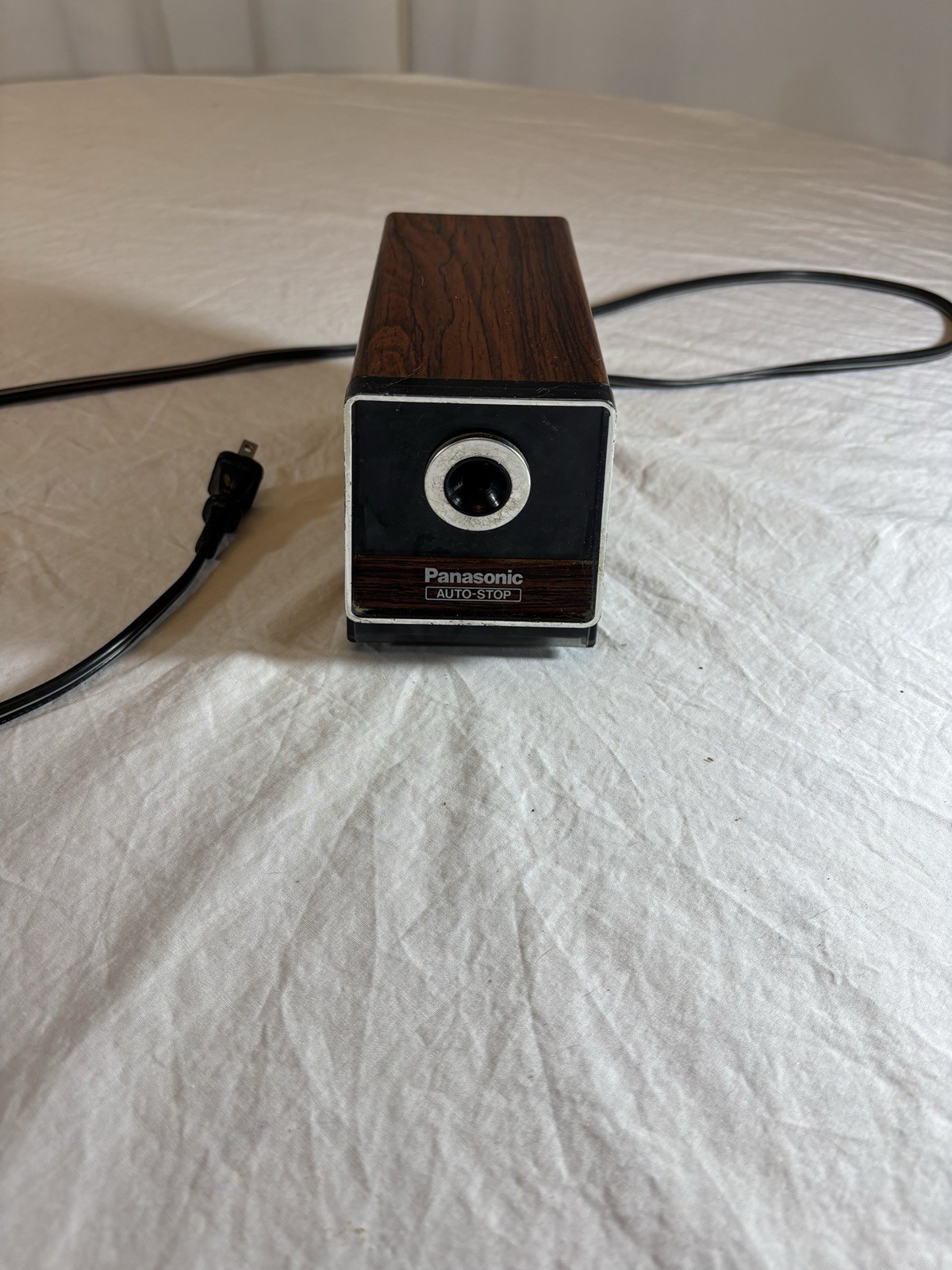 Vintage Panasonic KP120 Electric Pencil Sharpener Wood Grain Auto Stop Tested