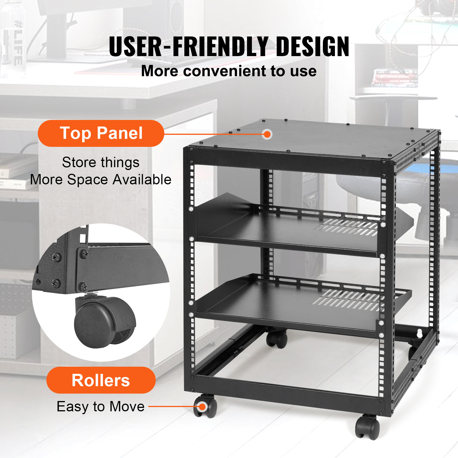 VEVOR 12U 4 Post Open Frame Server Rack Network Enclosure 15''-40'' Adjustable