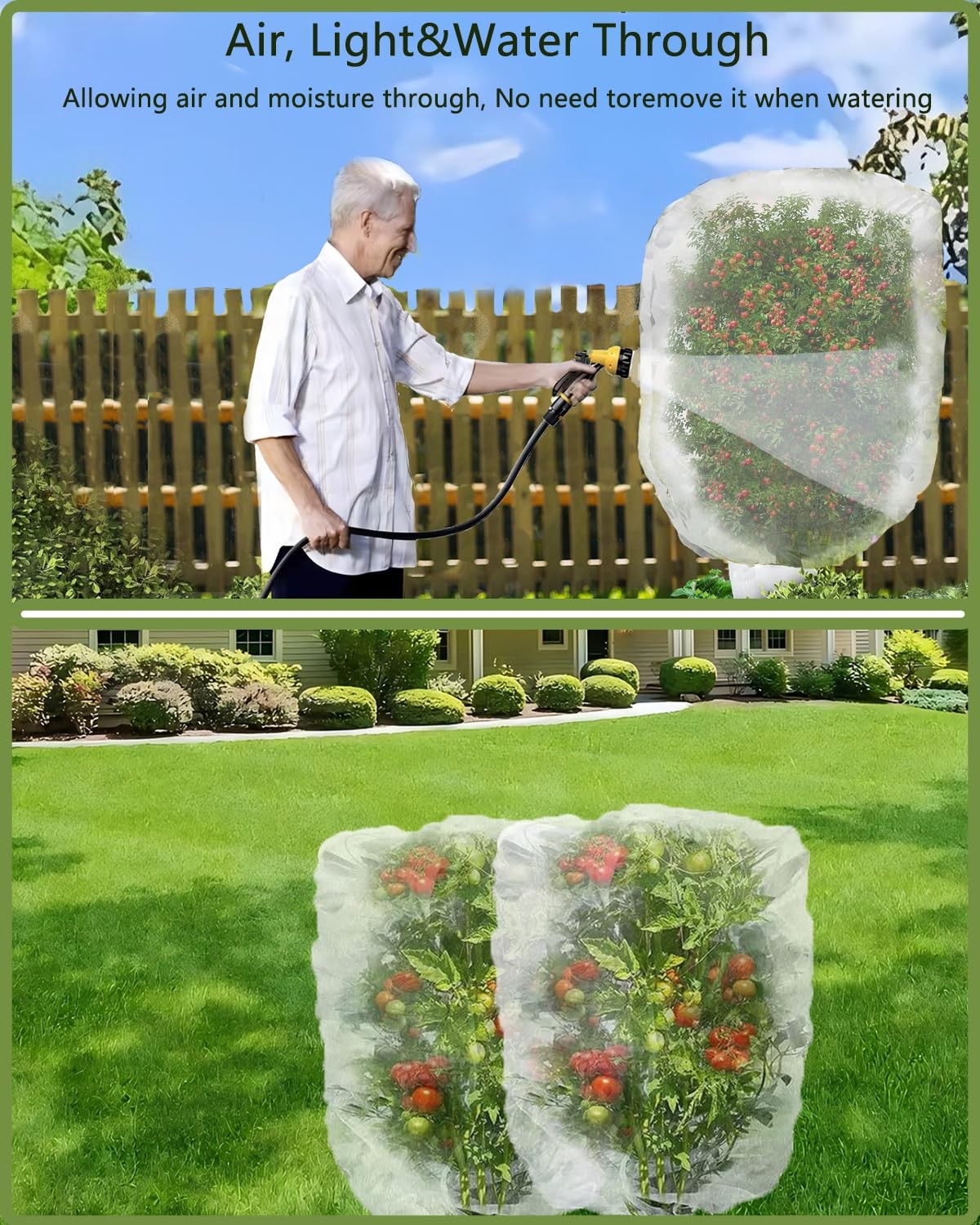 4 Pack Fruit Tree Netting with Zipper & Drawstring, 2.6 x 3.2 x Ft, 4
