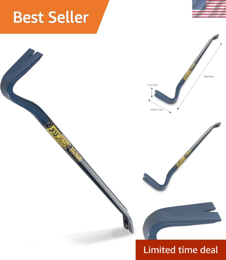 Forged Steel 36-Inch Wrecking Bar - High Torque Gooseneck Design with Chisel End