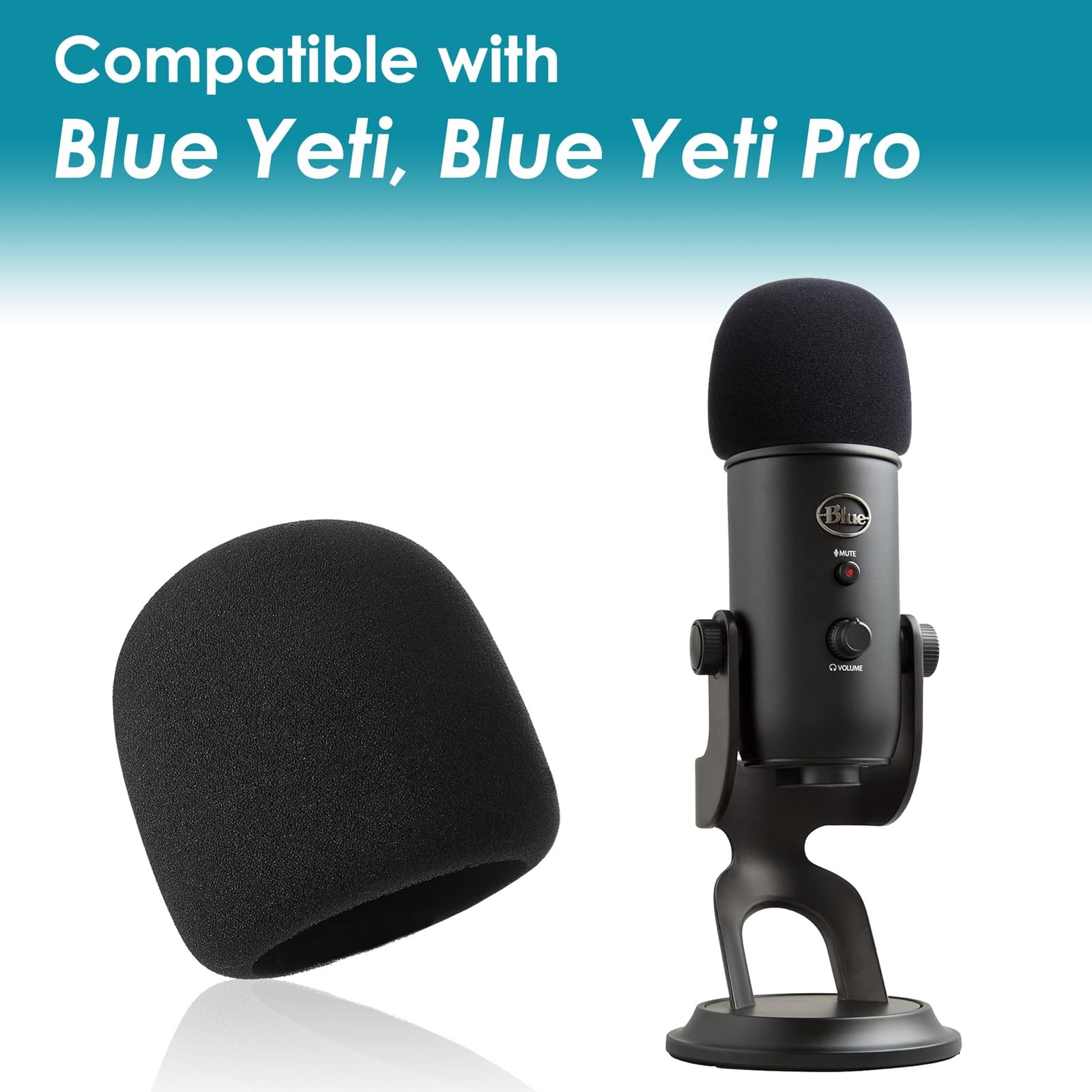 2PCS Pop Filter for Blue Yeti Microphone with Foam Windscreen Cover