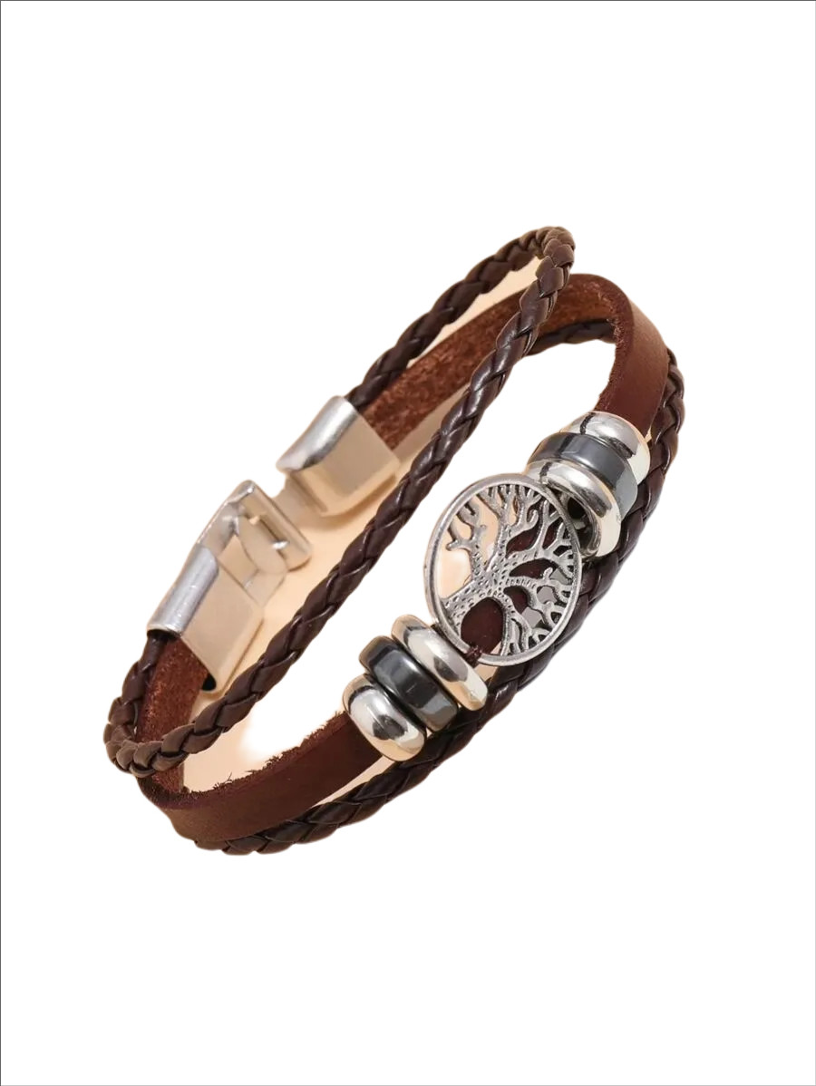 Men Tree Design Round Decor Bracelet,New