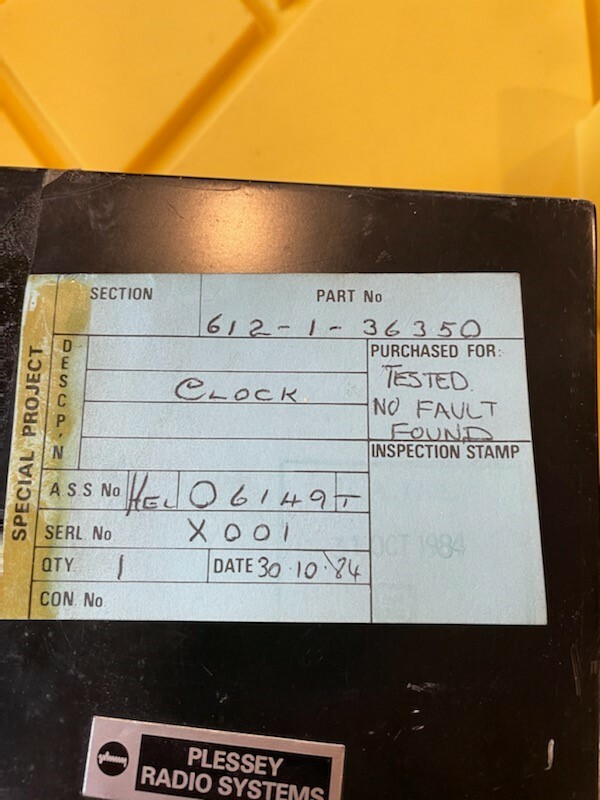 (1) DIGITAL CLOCK 612-1-36350 (1) CONTROL UNIT 612-1-36256