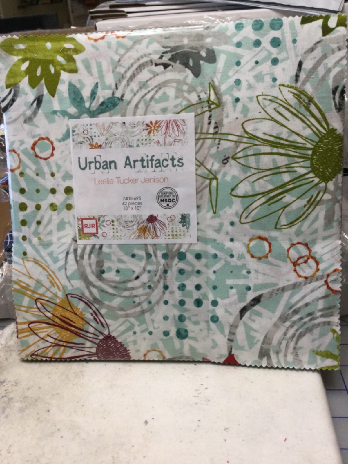 10 INCH SQUARES URBAN ARTIFACTS BY LESLIE TUCKER JENISON FOR RJR FABRICS