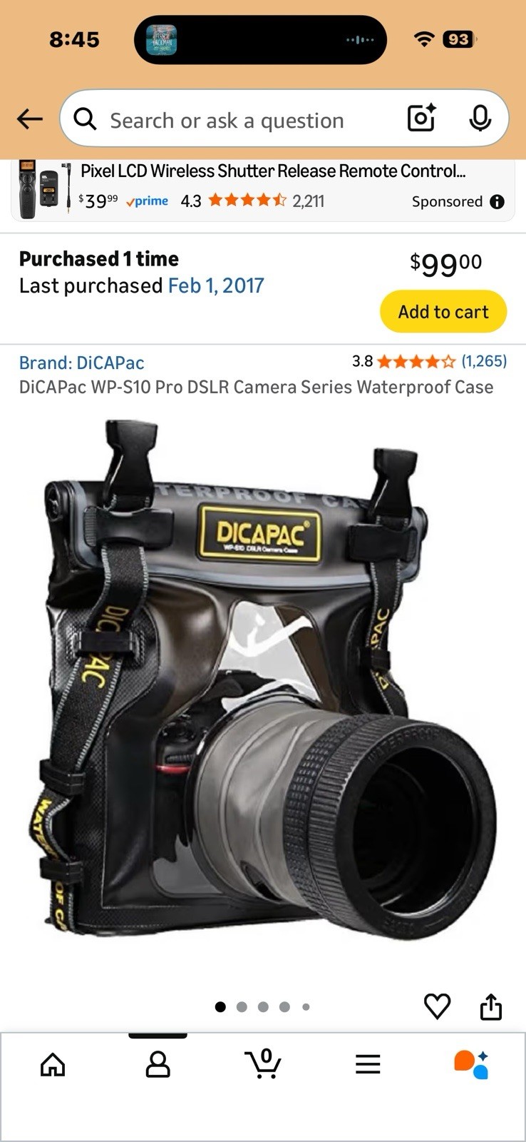 DiCAPac WP-S10 Pro DSLR Camera Series Waterproof Case