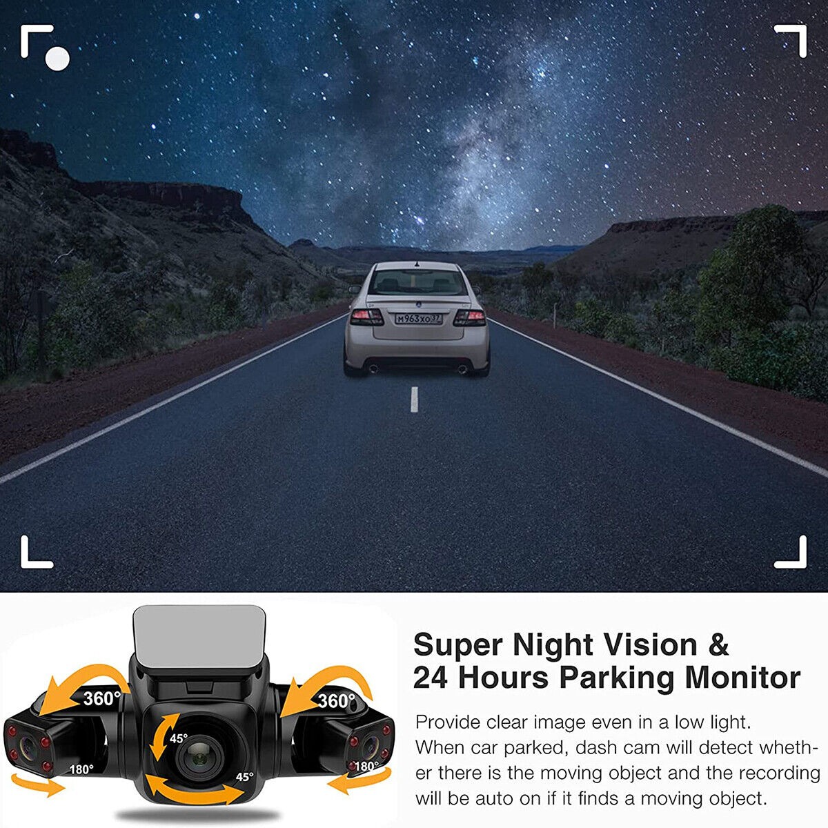 WiFi360° Dash Cam Recorder 4 Channel 1080P Car Camera DVR Vehicle Video G-Sensor