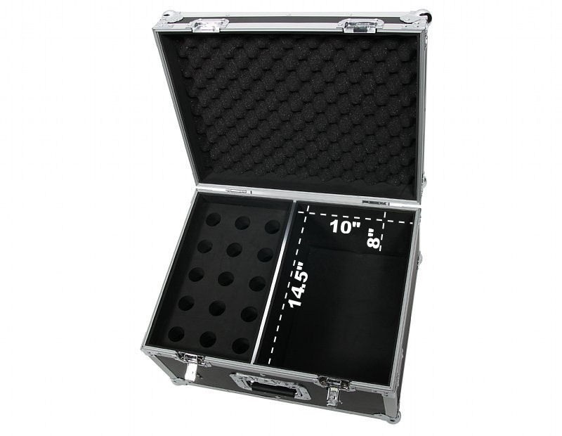 OSP Mic Microphone Case ATA Road Case Holds 15 Mics & Storage Space For Cables +
