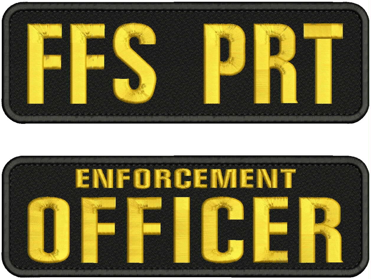 FFS PRT 2 EMB PATCHES 3X10 HOOK ON BACK  GOLD ON BLACK