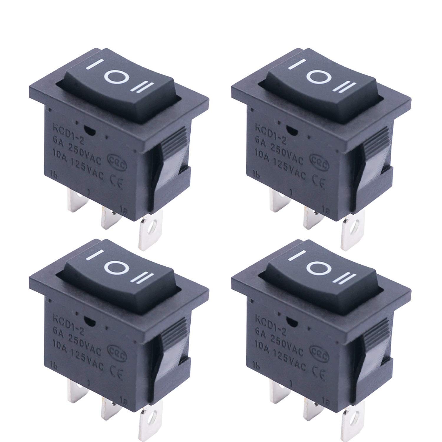 / 4Pcs Square Momentary Rocker Switch (ON)-Off-(ON) SPDT 3 Pin 3 Position 6A ...