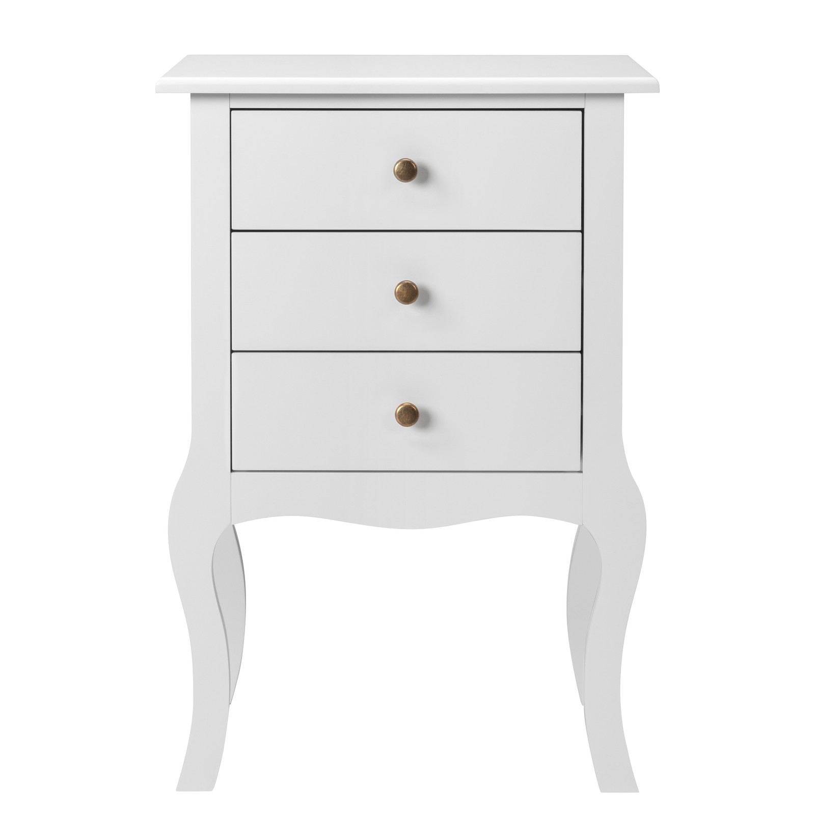 European Bedside Table Three Pumps White